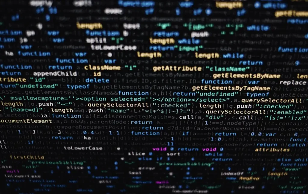 A close-up of code on a computer screen, showcasing the development process of a custom Power BI visual