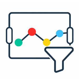 Datellers Brush Slicer logo – a data chart with colored nodes and a filter funnel icon